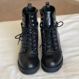 MIA Black Lace-Up Combat Boots 7.5